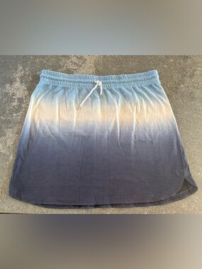 Talbots Ombre Blue to Cream Drawstring Mini Skirt